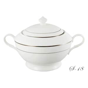 Silver Series 12 in. x 8.5 in. x 7 in. 4 Qt. 128 fl. oz. Silver Bone China Soup Tureen Serving Bowl with Lid (Set of 2)