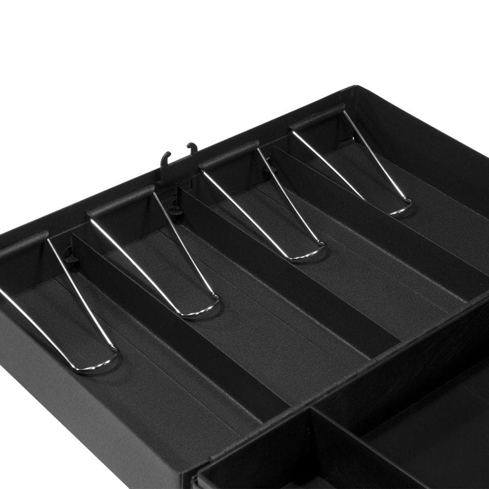 Black Steel Cash Box with Combination Lock and Removable Tray