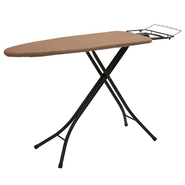 HOUSEHOLD ESSENTIALS 4-Leg Mega Wide Top, Free-Standing Ironing Board with Fixed Iron Rest FiberTech Cover and Fiber Pad