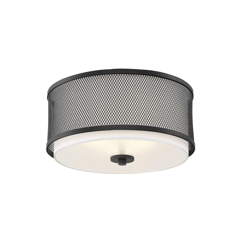 Matte Black Drum 3-Light Flush Mount Ceiling Light