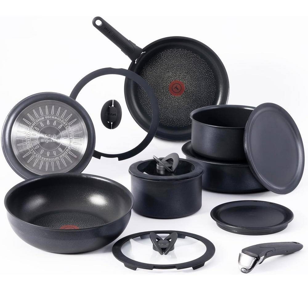 Aoibox 14-Piece Aluminum Nonstick Cookware Set in Black SNPH003IN201 - The  Home Depot