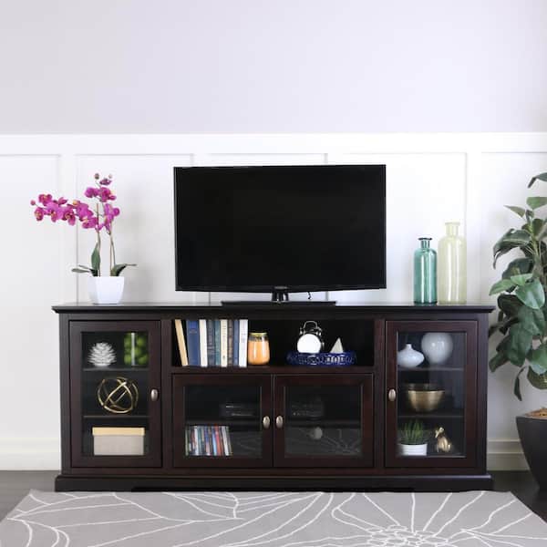 GZMR Black TV Stand for 70-in TV Stands Modern/Contemporary Black TV  Cabinet (Accommodates TVs up to 70-in) in the TV Stands department at