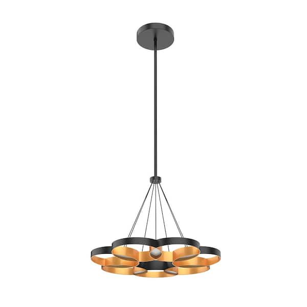 Maestro 26 in. 4-Light 58-Watt Black/Gold Integrated LED Chandelier