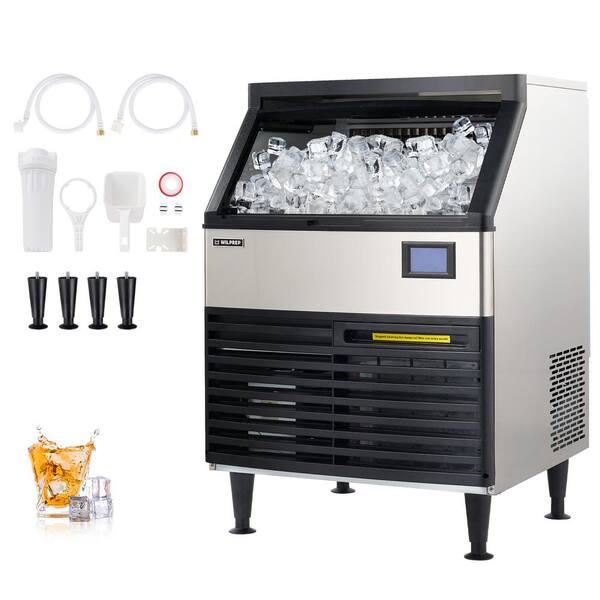 Wilprep 175 lbs. Freestanding Ice Maker in Stainless Steel with 78 lbs. Storage Capacity CIM
