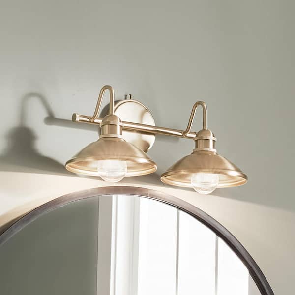 KICHLER Clyde 17 in. 2-Light Champagne Bronze Vintage Bathroom Vanity Light