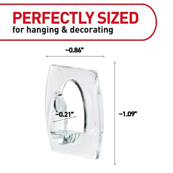 Mini Wall Hooks, Clear, Damage Free Decorating, 6 Hooks and 8 Command Strips