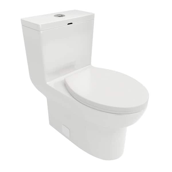 1-Piece 1.1/1.6 GPF Dual Flush Elongated Toilet in White Seat Included