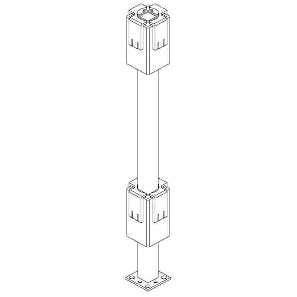 36 in. or 42 in. HD Structural Newel Post Mount with Poly Guides and Shims for Rail Height