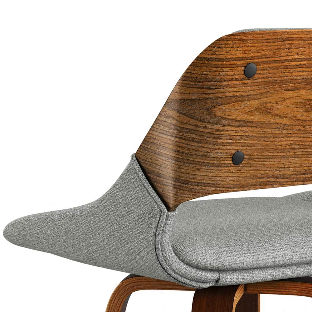 Carly Gray Upholstered Swivel Counter Stool with Walnut Back