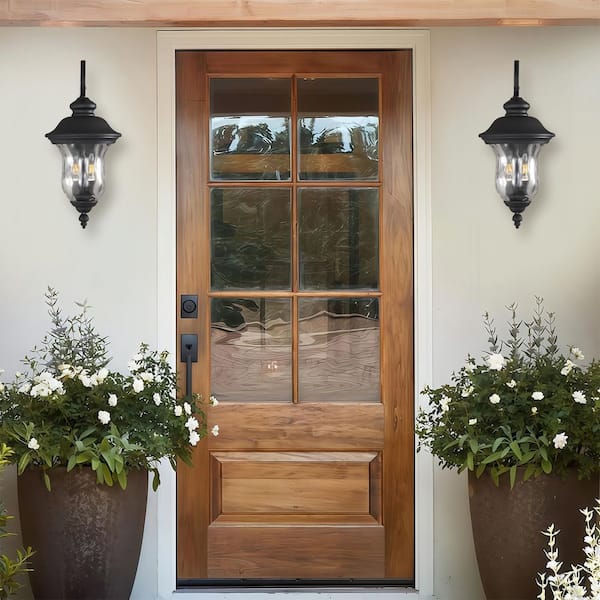 22 in. Outdoor Wall Light, Matte Black, Waterproof and Anti-Rust Exterior Sconce for House, Doorway (Bulbs Included)