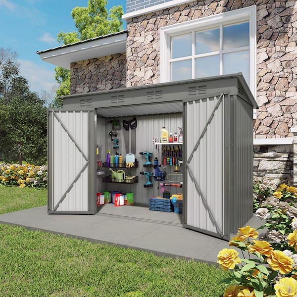 ToolCat 4 ft. W x 9 ft. D Metal Shed with Sloping Roof and 6 Vents