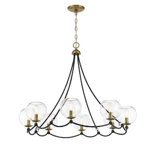 Kearney Park 8-Light Black and Soft Brass Candlestick Chandelier for Dining Room with No Bulbs Included