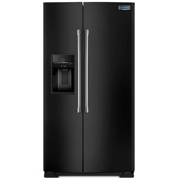 Maytag 25.6 cu. ft. Side by Side Refrigerator in Black with Stainless Steel Handles