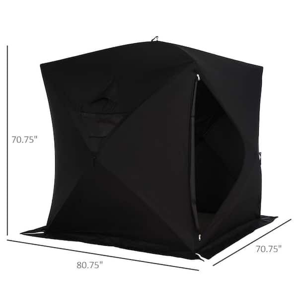 Outsunny 4-Person Ice Fishing Shelter Insulated Waterproof Portable Pop Up  Ice Tent with 2-Doors for Outdoor Fishing in Black AB1-001BK - The Home  Depot