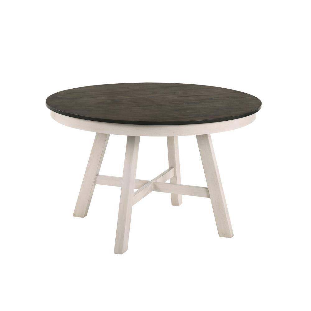 New Classic Furniture Maisie 5-Piece Solid Wood Round Table Set in White/Brown