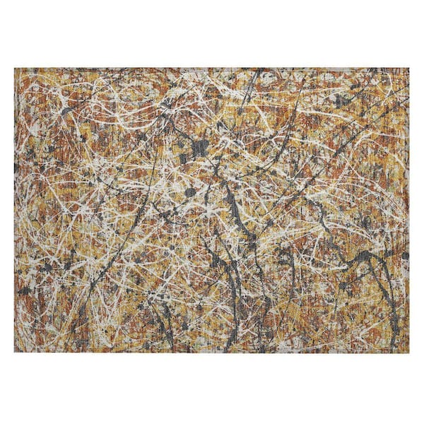 Chantille Machine Washable Indoor/Outdoor Abstract ACN2389 Gold 2 ft. x 3 ft. Accent Rug