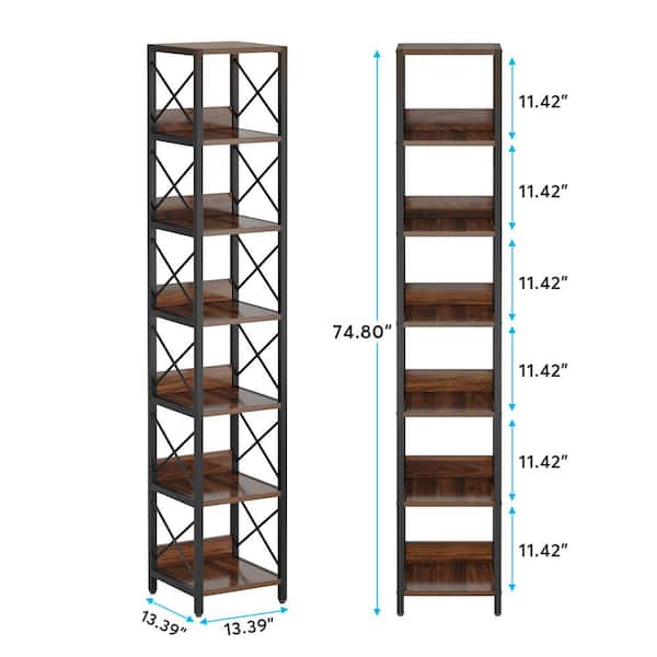 6-Tier Bookshelf, 75 Tall Narrow Bookcase Open Storage Display Rack
