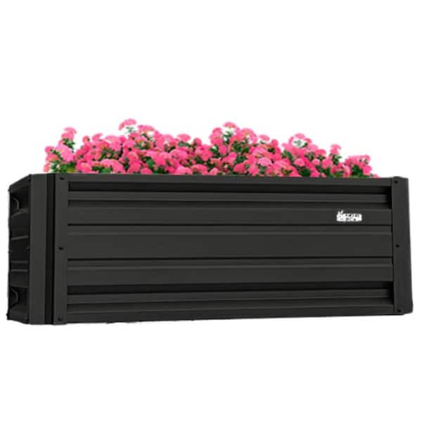 ALL METAL WORKS 24 inch by 48 inch Rectangle Stealth Black Metal Planter Box