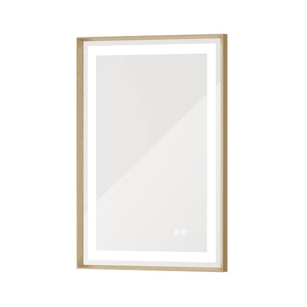 22 in. W x 30 in. H Rectangular Framed LED Lighted Bathroom Vanity Mirror with Light in Gold with Backlit and Anti-Fog price history on PriceWatchPro