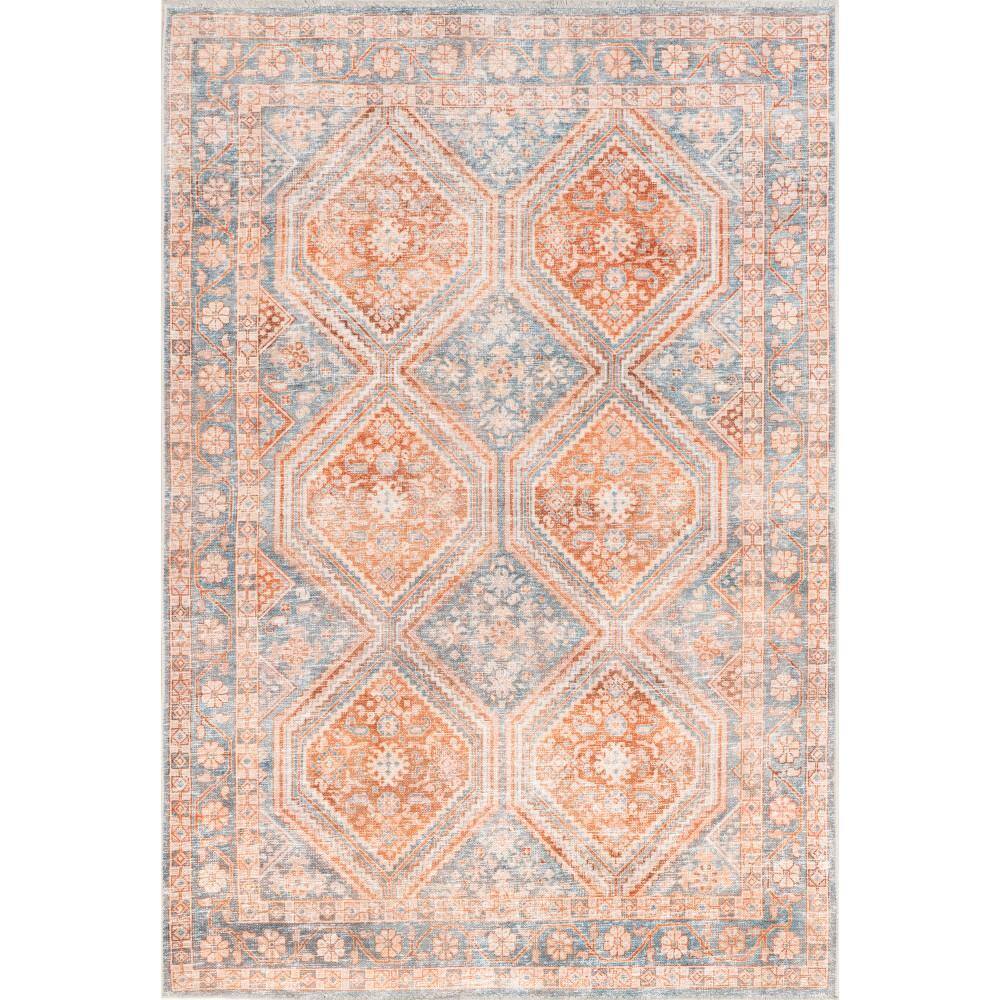 nuLOOM Dia Persian Transitional Machine Washable Rust 5 ft. x 7 ft. 5 ...