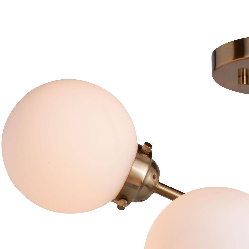 Orbit 25" Brass and Glass Globe Semi-Flush Mount Light