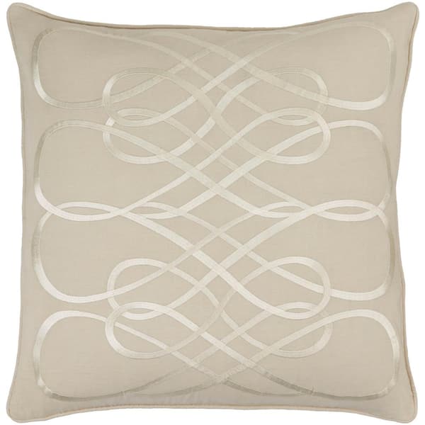 Livabliss Bourdon Beige Geometric Polyester 22 in. x 22 in. Throw Pillow
