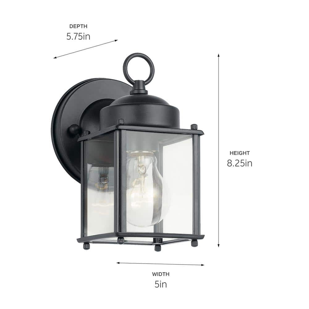 Black and Bronze 8.25" Traditional Outdoor Wall Lantern