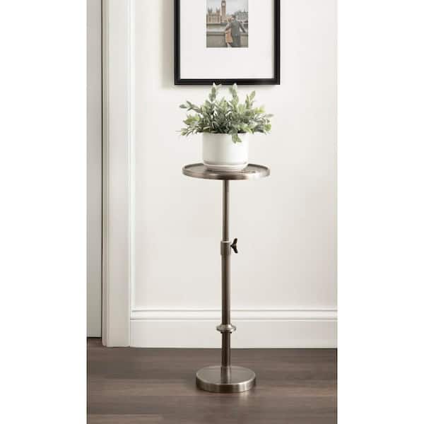 Engles 10 in. Silver Round Metal End Table