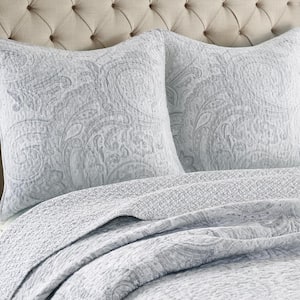 Spruce Grey Paisley Cotton 26 in. x 26 in. Euro Sham (Set of 2)