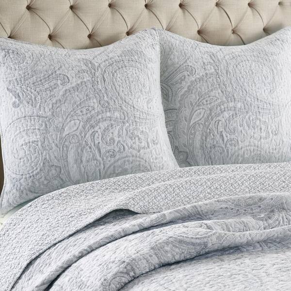 Levtex Home Spruce Grey Paisley Cotton 26 in. x 26 in. Euro Sham (Set of 2)  L40806SHE2 - The Home Depot