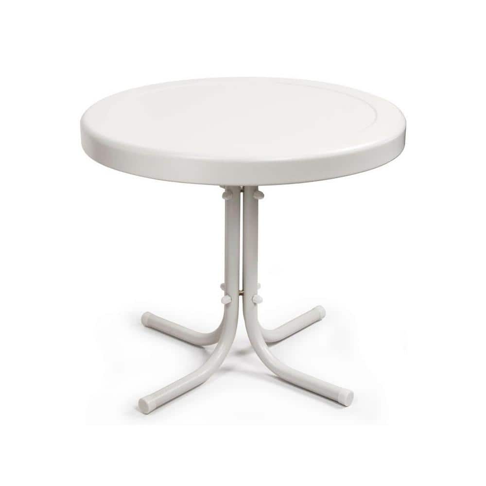 Red Round Metal Outdoor Patio Side Table