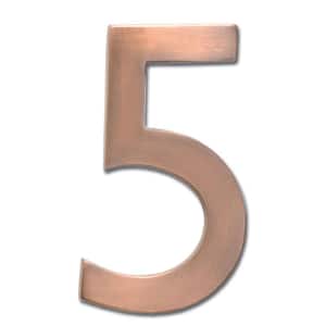 4 in. Antique Copper Floating House Number 5
