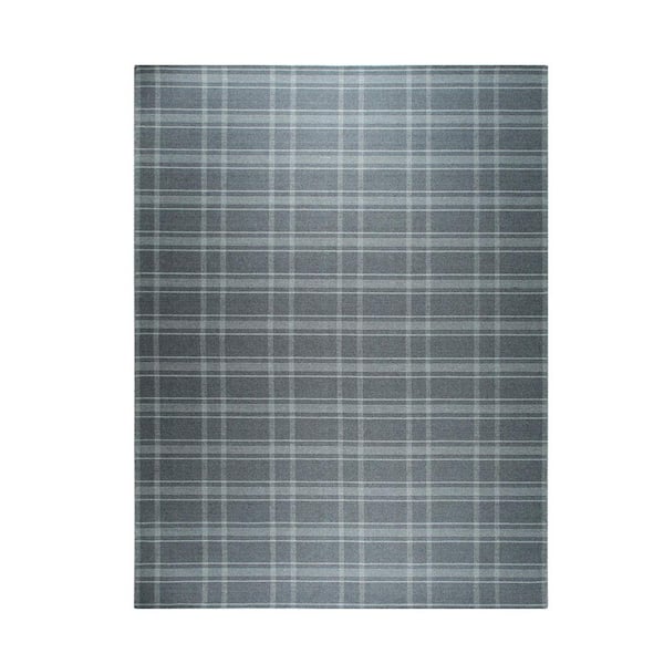 Gray 3 ft. x 5 ft. Hand-Knotted Wool Reversible Plaid Rug by, Stylish and Versatile for Adding a Touch, Area Rug