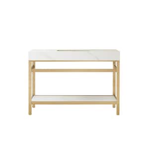 48 in. W x 22 in. D x 33.9 in. H Single Sink Bath Vanity in Brushed Gold Metal Stand with White Sintered Stone Top