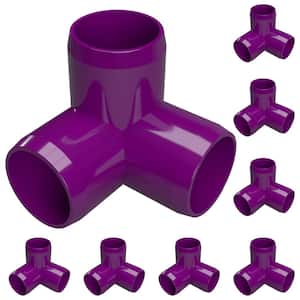 3/4 in. Furniture Grade PVC 3-Way Elbow in Purple (8-Pack)