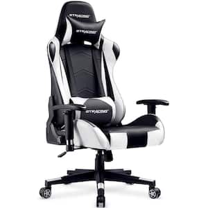 White Gaming Chair Racing Office Computer Ergonomic Leather Game Chair with Headrest and Lumbar Pillow Esports Chair