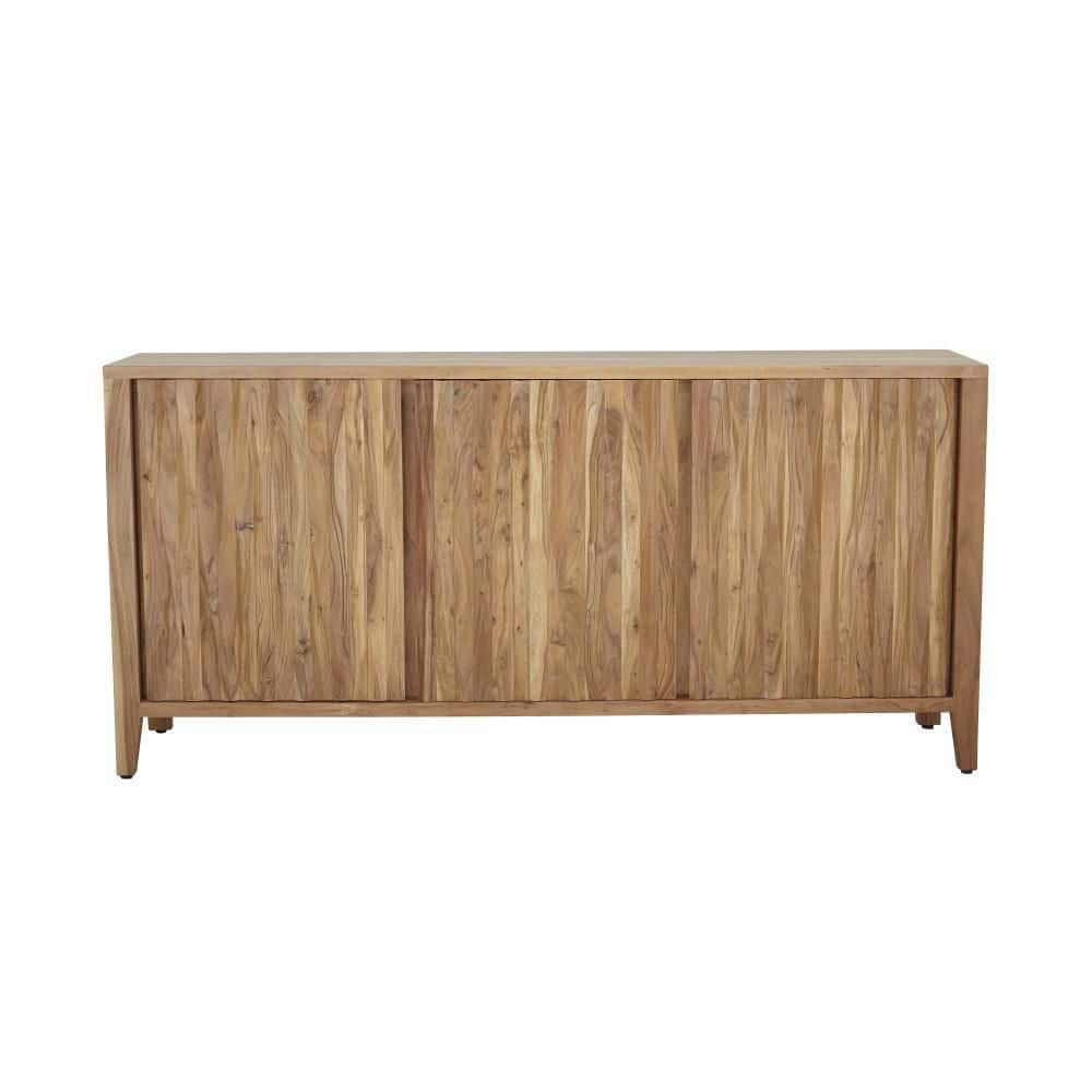 Brown Wood Adjustable Shelving Lockable Sideboard Cabinet
