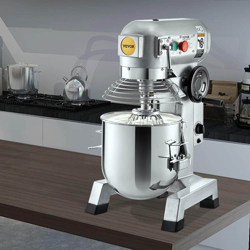 Silver 10 Quart Stainless Steel Commercial Stand Mixer