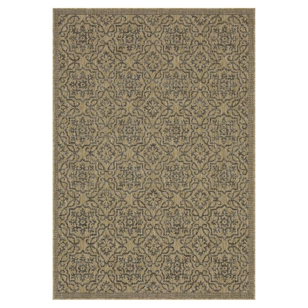 Eliza Jute and Black 8 ft. x 10 ft. Indoor/Outdoor Area Rug