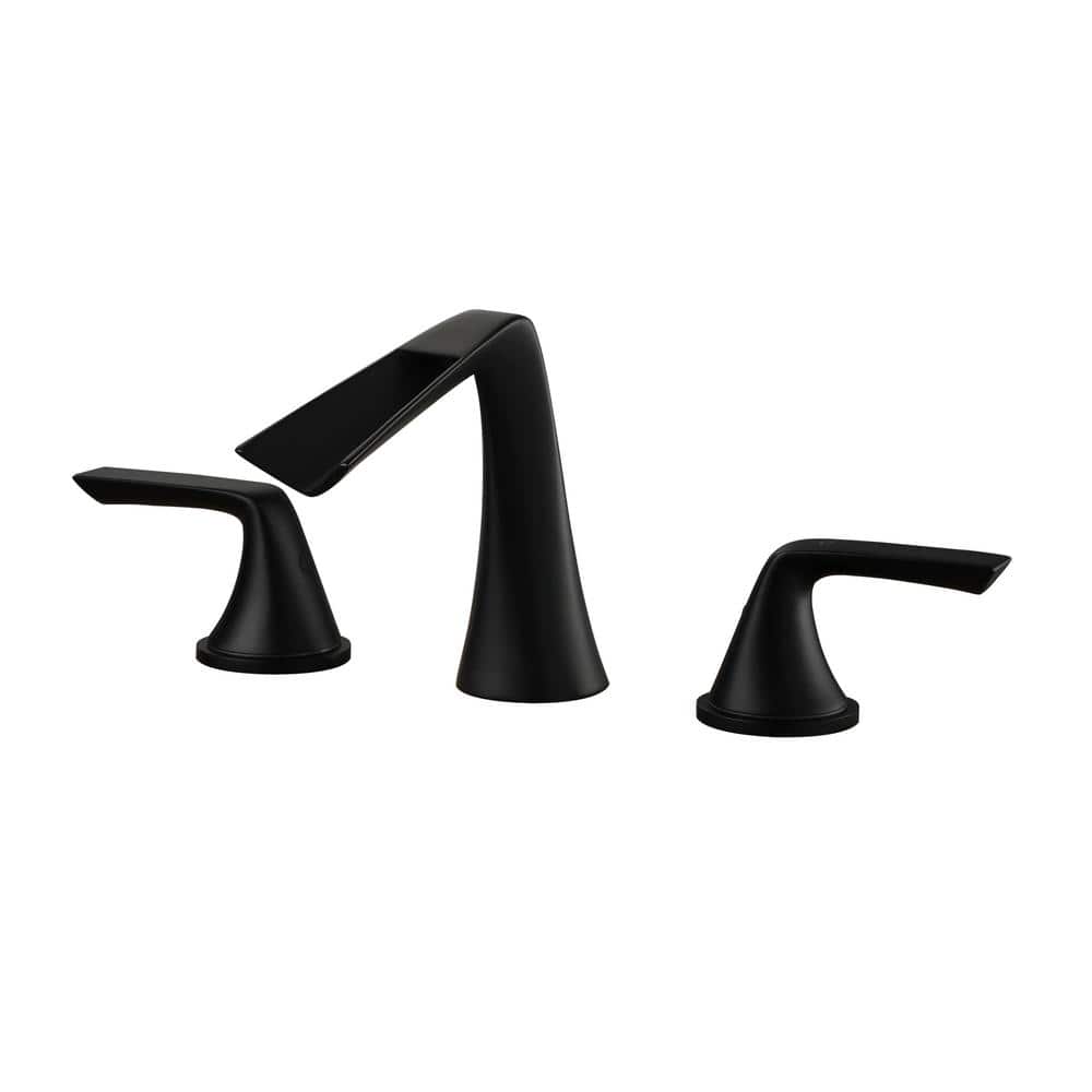 8 in. Widespread 2-Handle 3-Hole Split Brass Bathroom Faucet Set in black