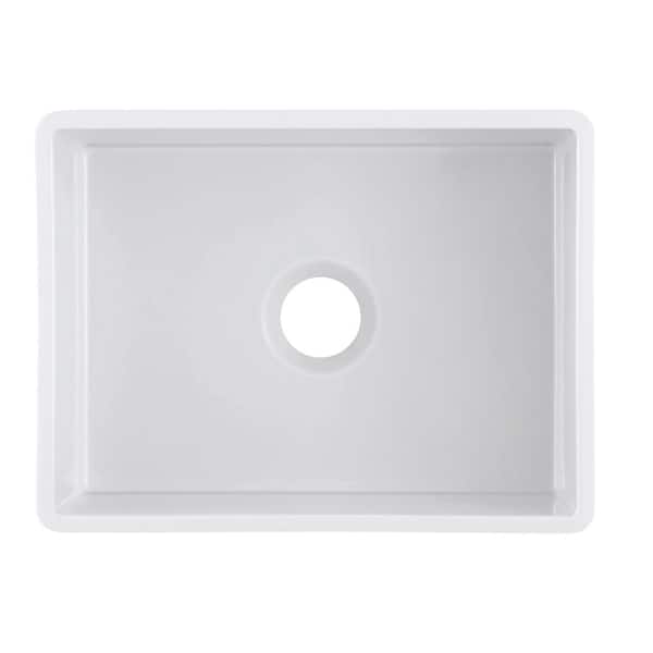 Sutton Place Farmhouse Fireclay 24 in. Single Bowl Kitchen Sink with Grid with Grid and Strainer Sutton Place Farmhouse Fireclay 24 in. Single Bowl Kitchen Sink with Grid with Grid and Strainer