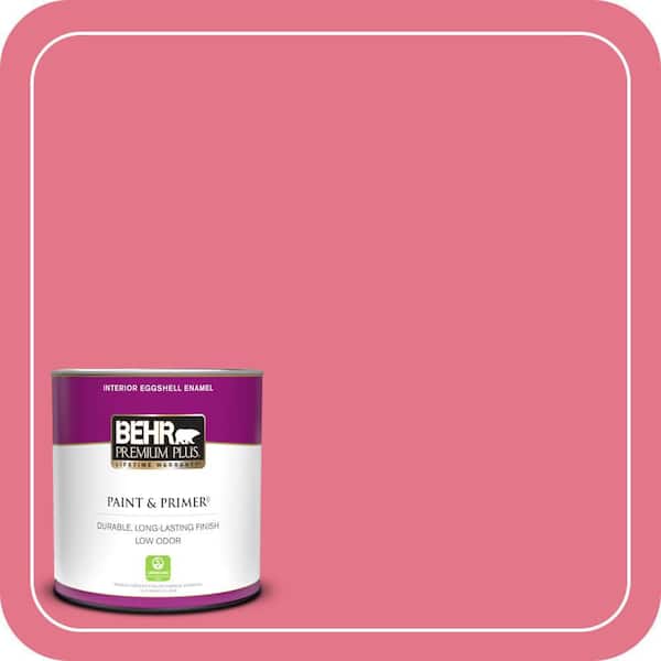 BEHR PREMIUM PLUS 1 qt. #120B-6 Watermelon Pink Eggshell Enamel Low Odor Interior Paint & Primer