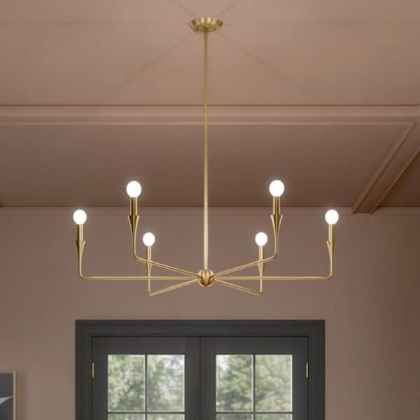 Alvaro 40.25 in. 6-Light Champagne Bronze Modern Candle Chandelier for Dining Room