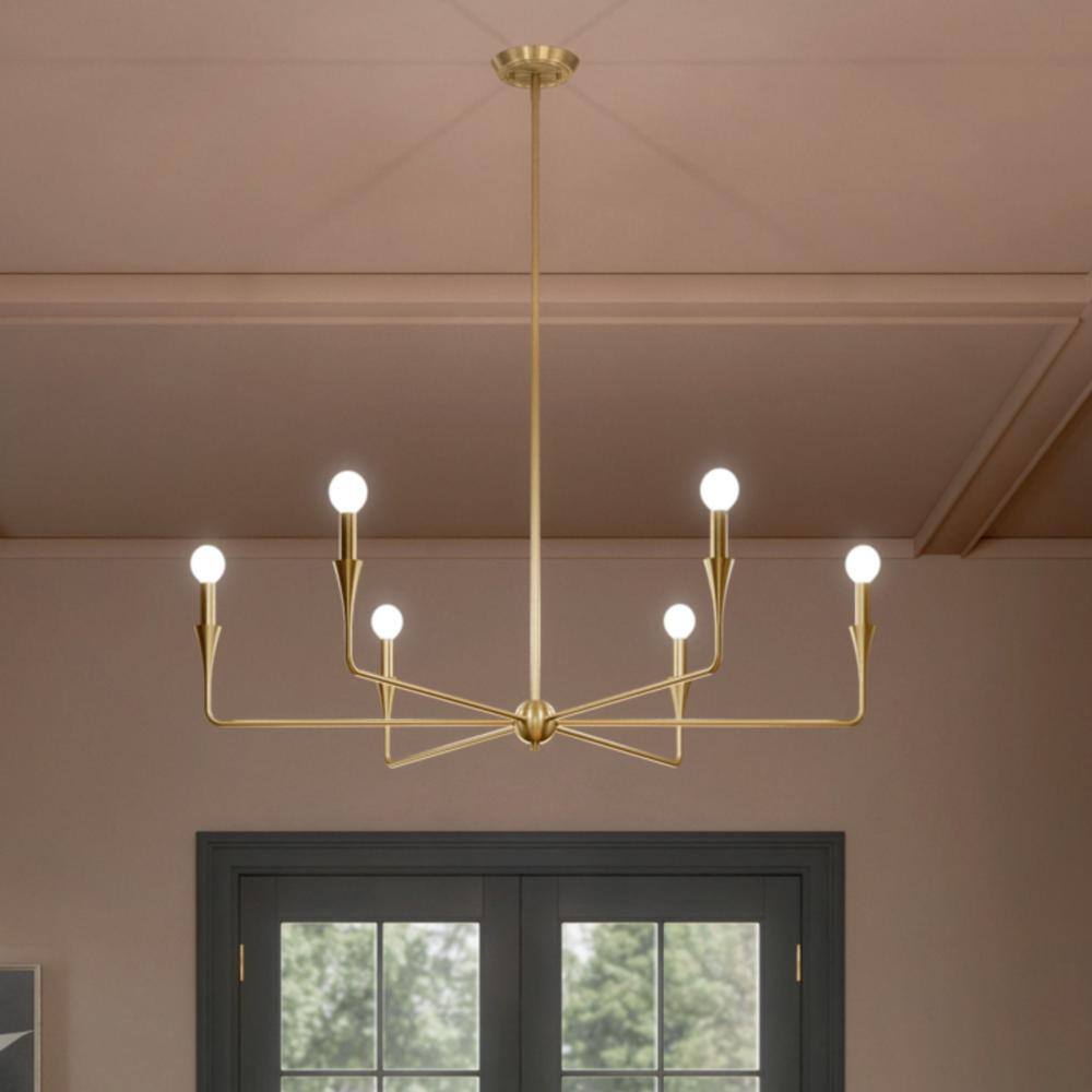 Champagne Bronze 6-Light Modern Candle Chandelier