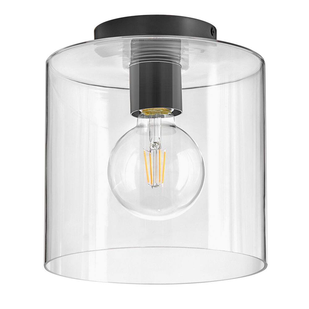 Pippa 8.5" Black and Clear Glass LED Flush Mount