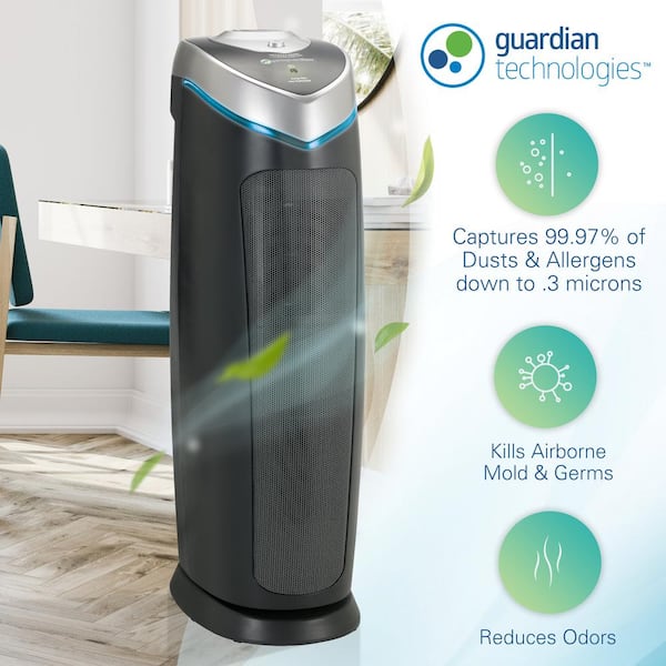 GermGuardian AC4825DLX 22 in. 4-in-1 Air Purifier with True HEPA filter for Medium Rooms up to 153 Sq Ft, Black (Model #AC4825DLX) - 3