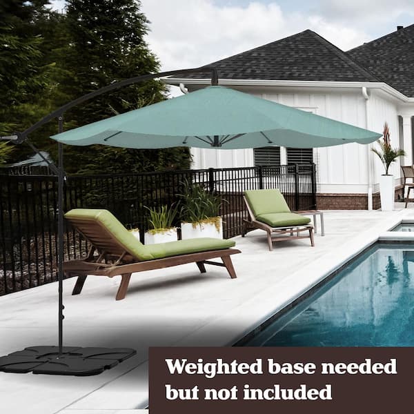 dusty green patio umbrella Formosa Covers 7.5ft aluminum market crank & tilt color Hunter use hand crank handle to smoothly open or close the canopy in seconds and a sturdy steel pole with eight ribs to ensure it stays upright on rainy Half Round Patio Umbrella with