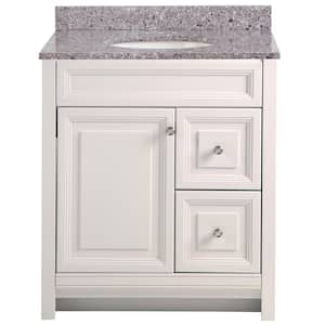 Brinkhill 31 in. W x 22 in. D Bathroom Vanity in Cream with Stone Effect Vanity Top in Mineral Gray with White Sink
