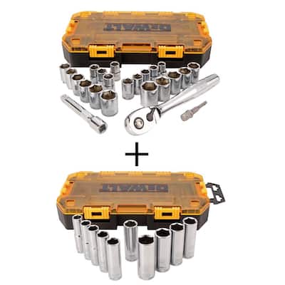 DEWALT 1/2 in. Drive Metric Deep Impact Socket Set (26-Piece) DWMT19242