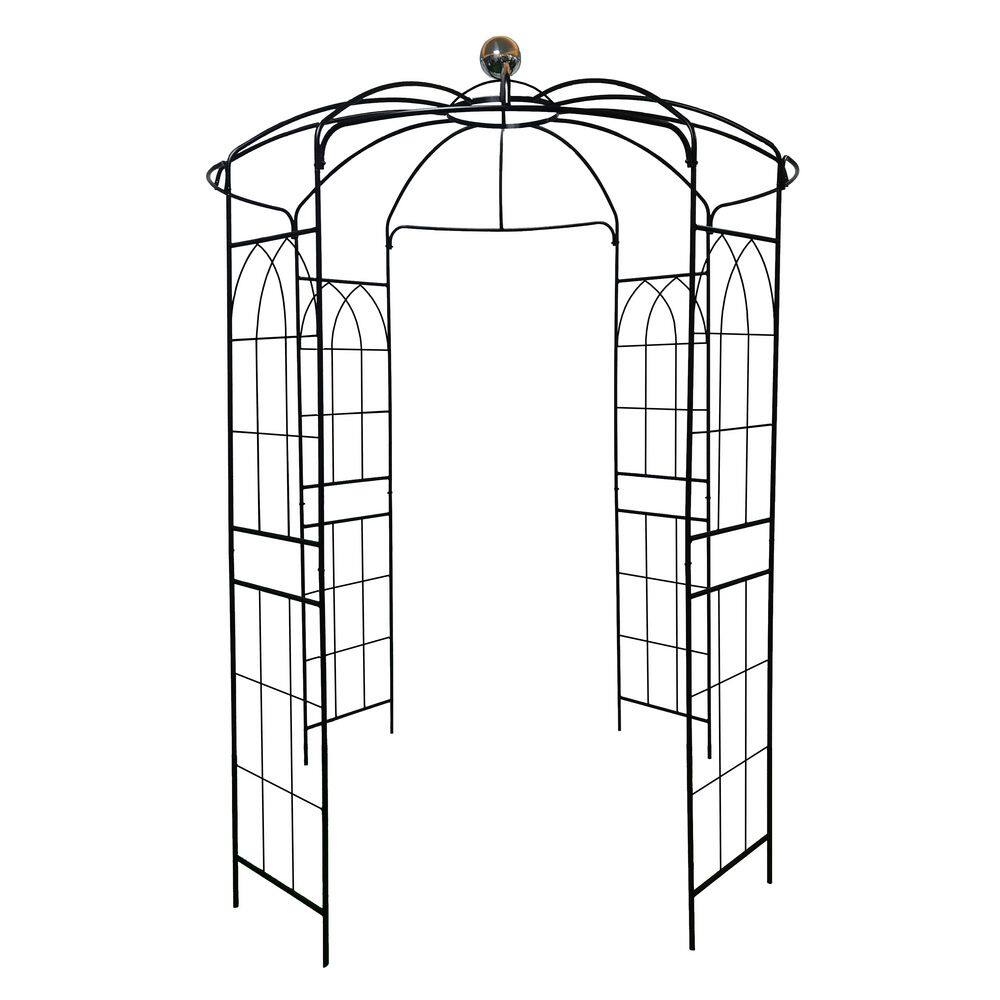 Hot Seller Black 114.2 in. Iron Birdcage Arch Trellis, Garden Garden Arbors Gazebo for Wedding Ceremony price history on PriceWatchPro